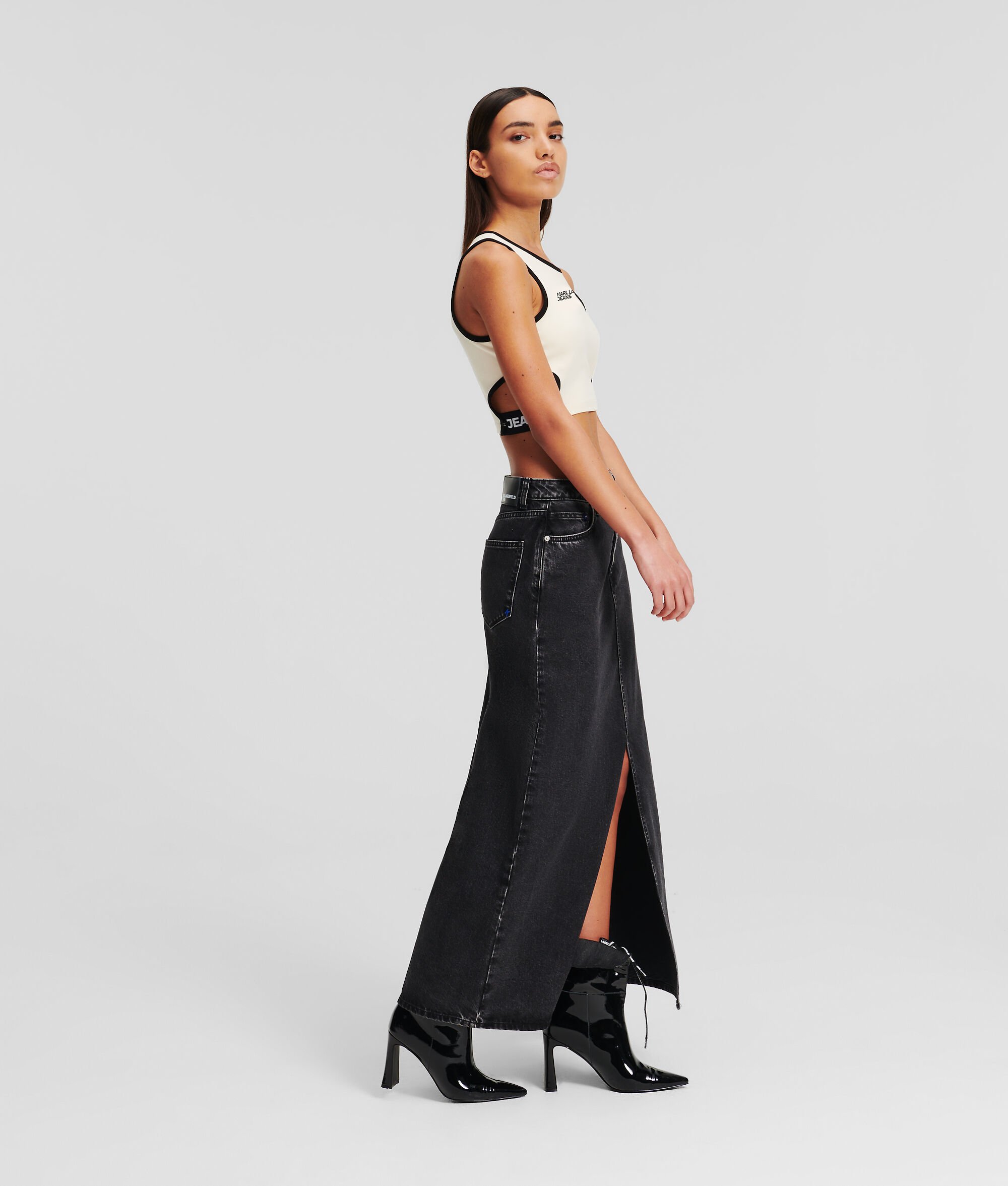 (image for) Compact KLJ HIGH-RISE DENIM MAXI SKIRT